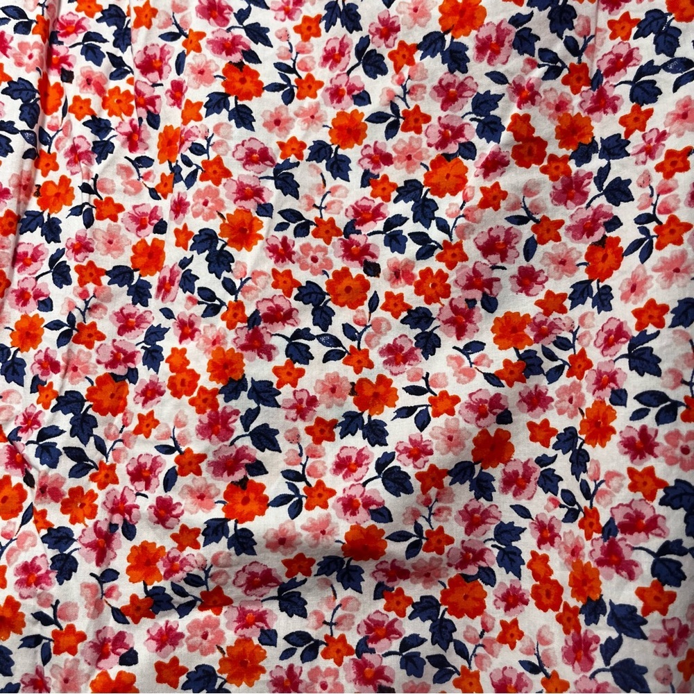 Talbots Red Pink Floral Ruffle Neck Popover Size Small Petite - Picture 4 of 7